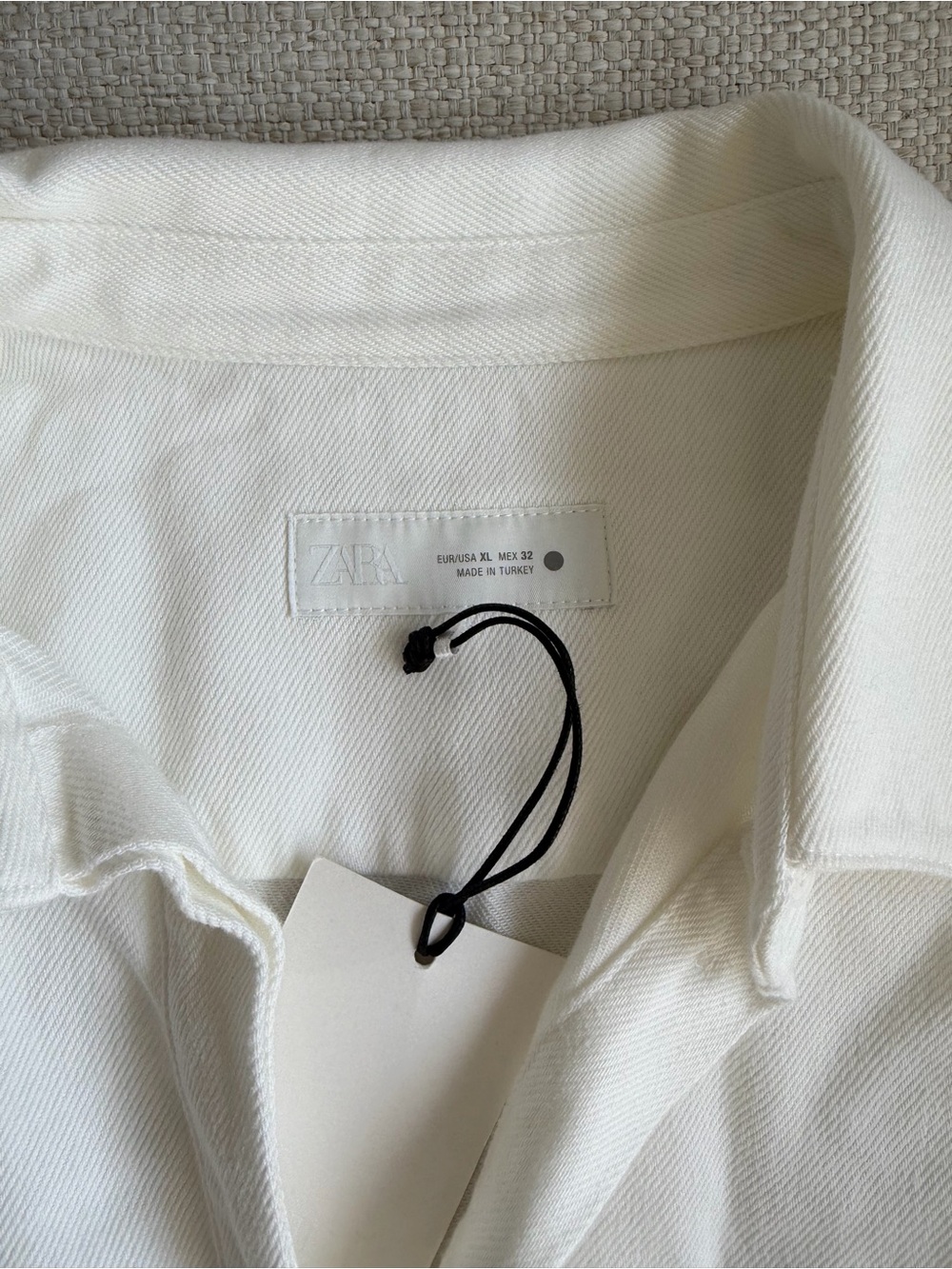Zara ZW Collection White Denim Puff-Sleeve Button-Front Top - Picture 5 of 8
